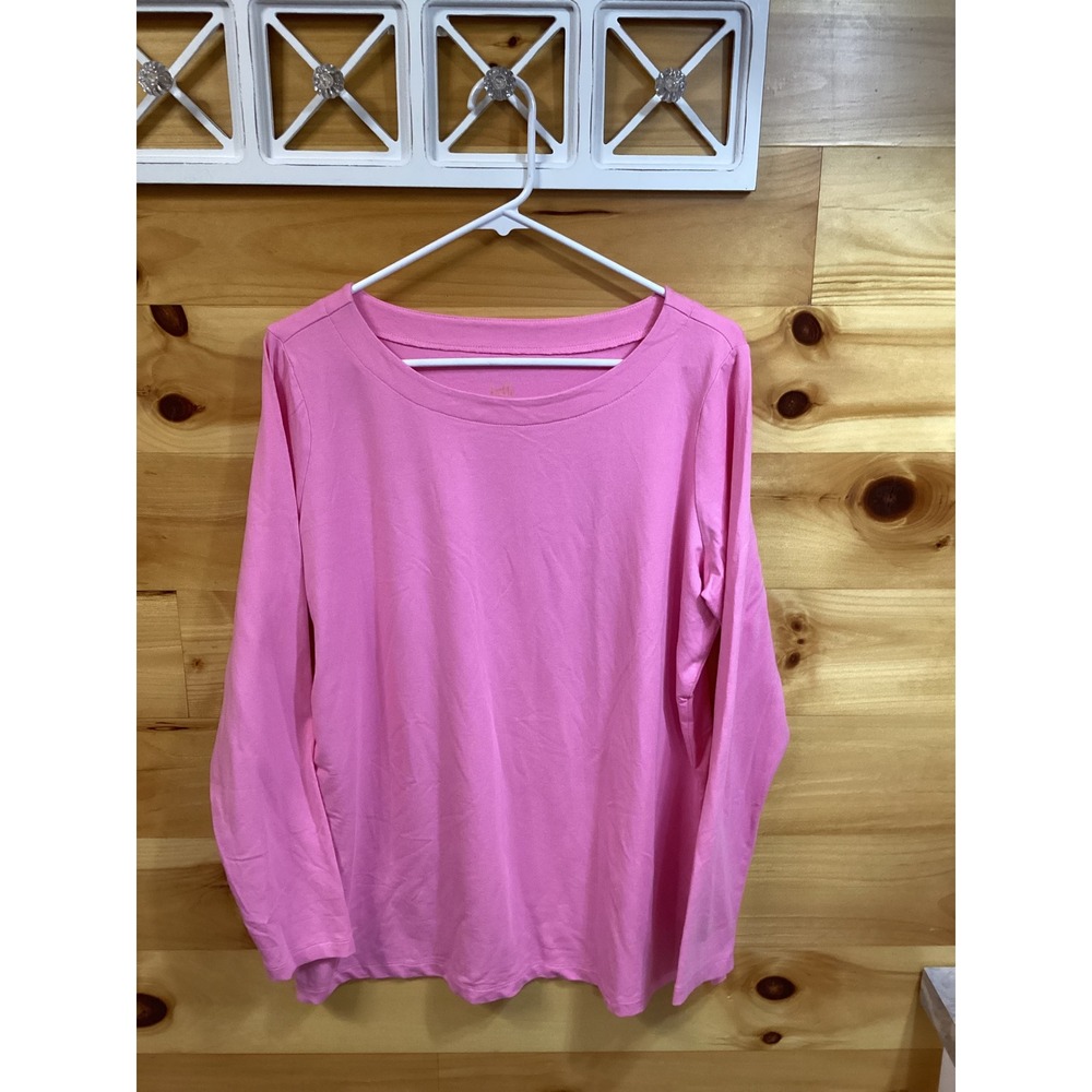 Belle by Kim Gravel Pink Long Sleeve Egyptian Cotton Modal Top Women M